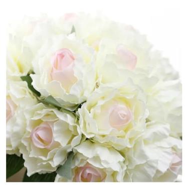 Imagem de Flores falsas 7 cabeças grandes peônias artificiais buquê de flores decoração de casa peônia de seda casamento mesa flores peônias falsas flores decoração de festa (bege)