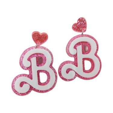 Imagem de Brincos Pendentes Femininos Letra B Brilhantes Em Acrílico Estilo Simp