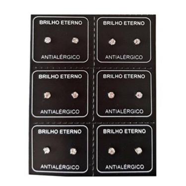 Imagem de Brinco Aço Inox Kit Com 6 Pares  12 Unidades  4Mm