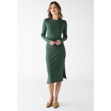 Imagem de Vestido Midi Manga Longa Fendas Laterais Ribana Premium - Levosch, Ver