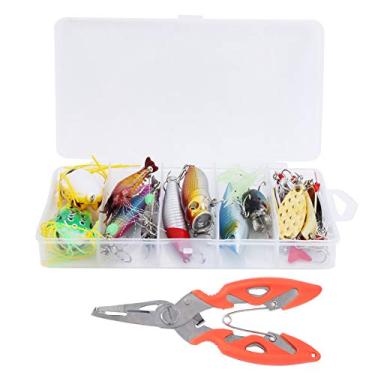 Imagem de Simulação artificial mistura dura e macia conjunto de isca com alicate equipamento de pesca 22 unidades caixa forte anzol afiado cores brilhantes para atrair peixes grandes metal
