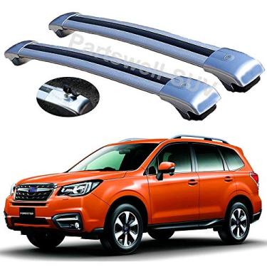 Imagem de YiXi-Partswell 2 peças de rack de teto travável barras transversais bagageiro alumínio adequado para Subaru Forester 2014-2018 - prata