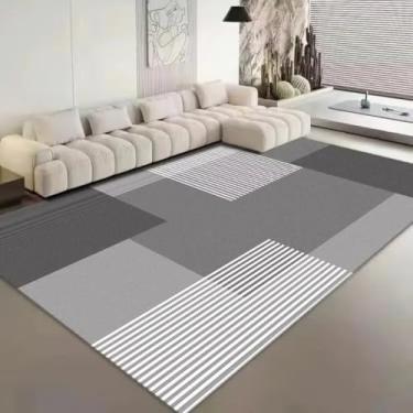 Imagem de Tapete minimalista nórdico simples para sala de estar, preto, para decoração de quarto, confortável e macio, ideal para mesa e chão (200x250cm 78,7x98in/Flanela-7)