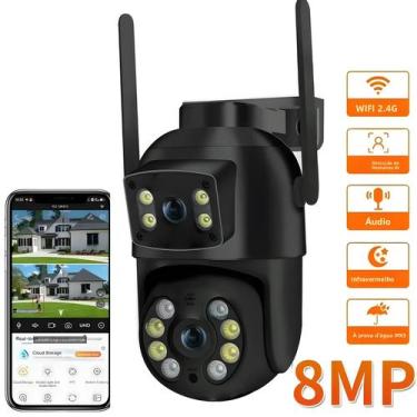 Imagem de Câmera IP PTZ 4K Wifi 8MP Com Lentes Duplas E Telas Duplas Detecção Hu