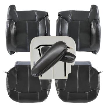 Imagem de NLQR Capa de assento de substituição frontal de ambos os lados, parte inferior e traseira e almofadas de espuma para parte inferior do motorista e 2 peças de capas de apoio de braço de assento