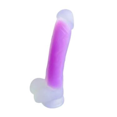 Imagem de Prótese Dildo Realístico Translúcido Flexível Brilha Na Luz Negra 20 X 3,5 cm Brinquedo Erótico PE106 (PINK)