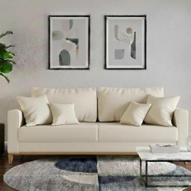 Imagem de Sofá Living Beny 1,80m. Estofado em linho. - Leonardi, Cru