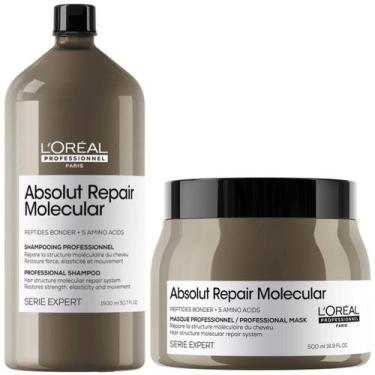 Imagem de Kit L'Oréal Absolut Repair Molecular Shampoo 1,5L e Máscara 500ml Reco