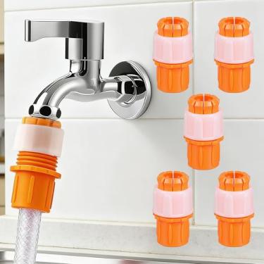 Imagem de Pacote com 5 conectores de torneira para mangueira, conjunto de conectores de mangueira de torneira, adaptador de torneira para conversão de tubos macios a duros para jardim