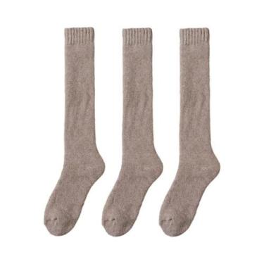 Imagem de Meias Masculinas De Inverno, Grossas E Quentes, De Lã Merino, Até O Jo