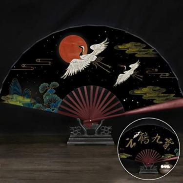 Imagem de Ventilador de mão dobrável para, ventiladores dobráveis, homens clássicos ventilador dobrável chinês vintage ventilador dobrável estilo japonês feminino ventilador de mão de seda portátil abanicos