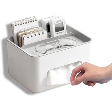 Imagem de Suporte de capa de caixa de lenços retangular com suporte de caixa de lenços de armazenamento com caixa de controle remoto de papelaria organizador de lenços decorativo para casa, escritório, carro