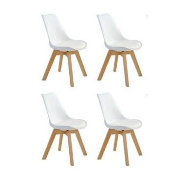 Imagem de Kit 4 Cadeiras Charles Eames Leda Design Wood Estofada Base Madeira - 