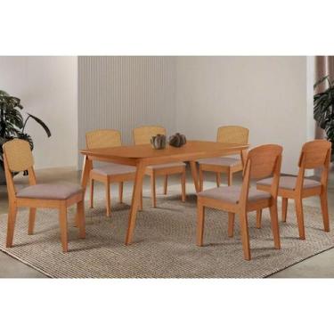 Imagem de Sala Jantar Mesa Havana Tampo Curvo 180cm+6 Cadeiras Havana Naturale -
