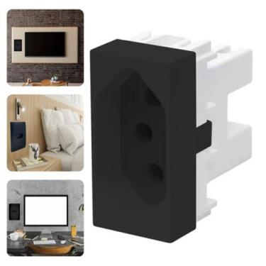 Imagem de Módulo Tomada Simples 20A 3 Pinos Habitat Black Preto Fame