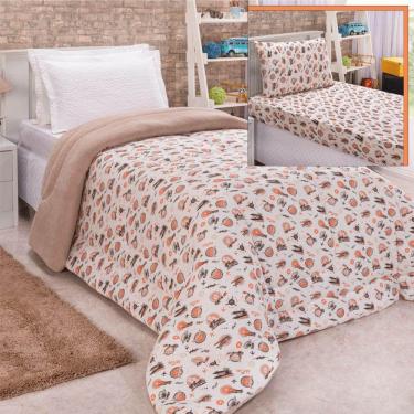 Imagem de Coordenado Coberdrom Edredom E Lençol Solteiro 3 Peças Avião - Bege