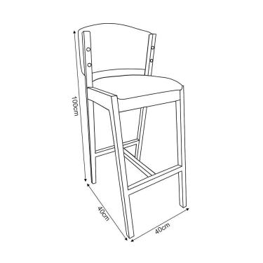 Imagem de Kit 4 Banquetas Alta De Madeira Maciça Cerejeira Premium Ana Com Encosto Linho Bege - Cor: Bege