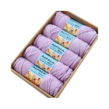 Imagem de Fio De Lã De Alpaca Grosso 500g 5 Meadas Para Tricô De Suéteres, Casac