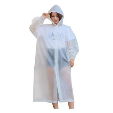Imagem de Capa de Chuva WHITE Impermeável Reforçado Reutilizável Com Capuz Taman