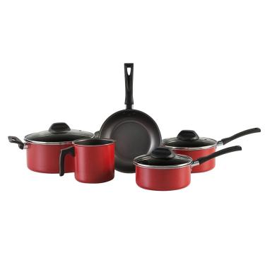 Imagem de Conjunto de Panelas Brinox Garlic 7001/100 Vermelho - 5 Peças