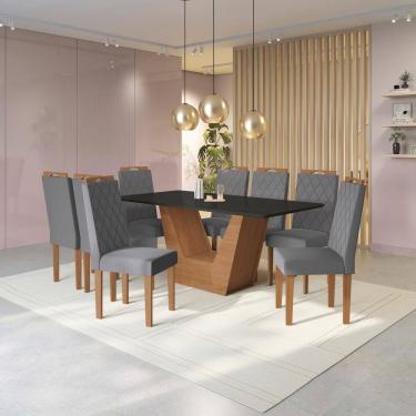 Imagem de Conjunto Sala de Jantar Verbana Kappesberg 8 Cadeiras Veludo Titanio