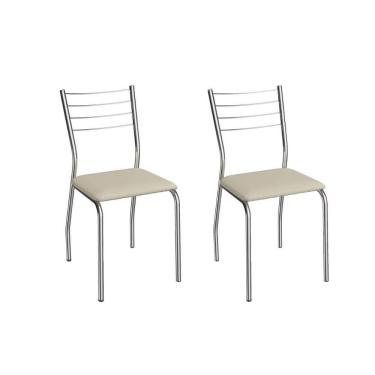 Imagem de Cadeira Sala De Jantar Malta 2c140cr Aço Kit 2 Un Cromado/ano Bege - Kappesberg