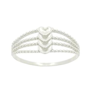 Imagem de Anel em Prata 925 com 4 Corações e Fio Torcido - Design Exclusivo - Ju