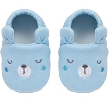 Imagem de Pantufa Infantil Antiderrapante Super Macia Tamanho 20/21 Buba, Azul