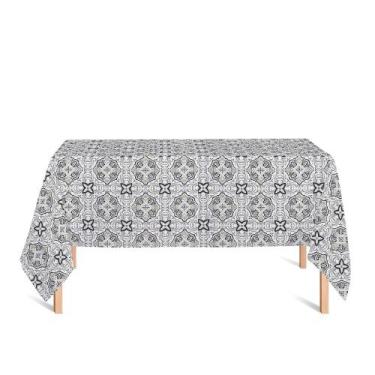Imagem de Toalha de Mesa Retangular em Tecido Jacquard Estampado Azulejo Portugu