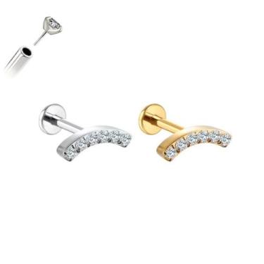 Imagem de Piercing Curvo Push Pin Sem Rosca - Aço Cirúrgico / Ouro PVD Cor:Doura