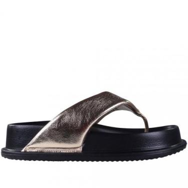 Imagem de Sandália Papete Feminina Zariff 1550030252, Dourado, 37