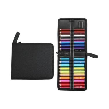 Imagem de Estojo De Lona Oxford Preto Dobrável Com 36, 48 Ou 72 Furos Para Canet