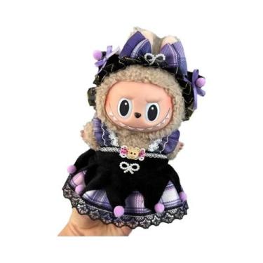 Imagem de Conjunto De Roupa Para Boneca Labubu De Vinil 17cm: Vestido De Bolinha