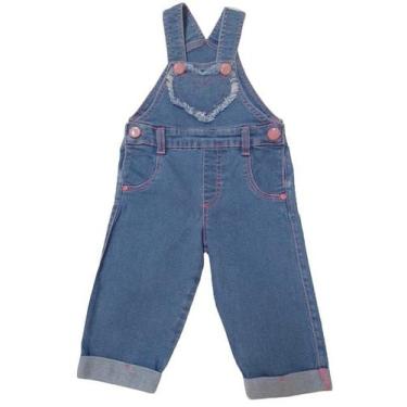 Imagem de Jardineira Jeans Luxo Bebê Menina Verão Lessa Kids Rf 8824, Marinho, G