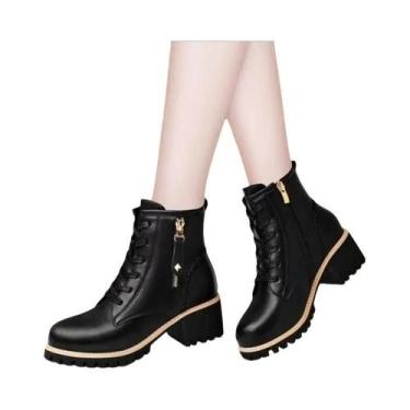 Imagem de Botas De Inverno Femininas Com Forro De Lã E Sola Grossa, Botas De Com