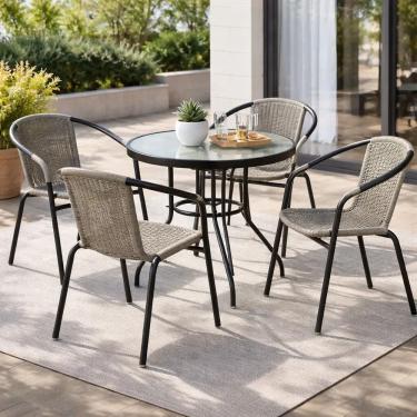 Imagem de Conjunto De Varanda E Jardim Mesa 80cm E 4 Cadeiras - Malibu