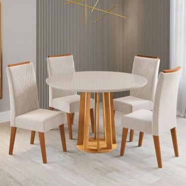 Imagem de Mesa de Jantar 4 Lugares Finestra com Vidro Mel/Off White/Pastel - Vie