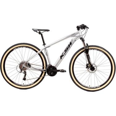 Imagem de  Bicicleta Aro 29 Ksw Xlt 24v K7 Câmbios Shimano Freio Hidráulico Garfo com Trava Pneu Faixa Bege - Prata\Preto