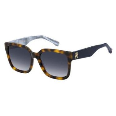 Imagem de Óculos Solar Tommy Hilfiger Th2342/s 05l 56 Brilho Havana Lente Azul Degradê-Feminino