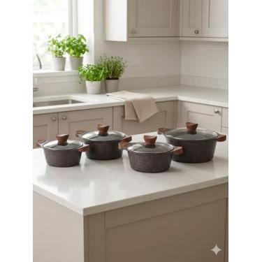 Imagem de Jogo de panela Antiaderente de Cerâmica Fácil de limpar Cozimento rápi