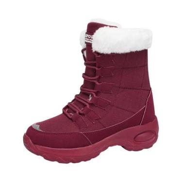 Imagem de Botas De Neve Femininas Impermeáveis De Inverno Com Cadarço, Quentes E