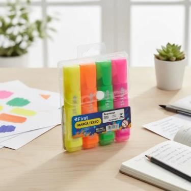 Imagem de Kit Marca Texto com 4 Unidades Neon First