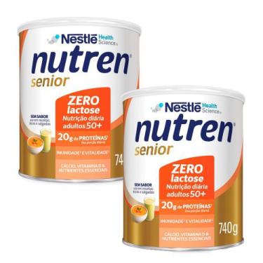 Imagem de Kit 2 Nutren Senior Complemento Alimentar Sem Sabor Zero Lactose 740g 