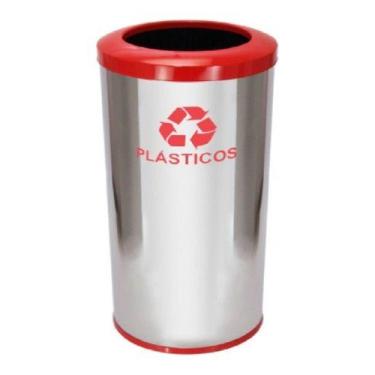 Imagem de Lixeira Em Aço Inox 30x70cm Com Aro Pintado 50l (c31) - Higipack