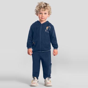 Imagem de Conjunto infantil em moletom com estampa de ursinho Brandili-Masculino