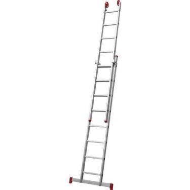 Imagem de Escada Extensiva de Alumínio, 2 x 8 Degraus, 3 em 1, Esc0617, Botafogo