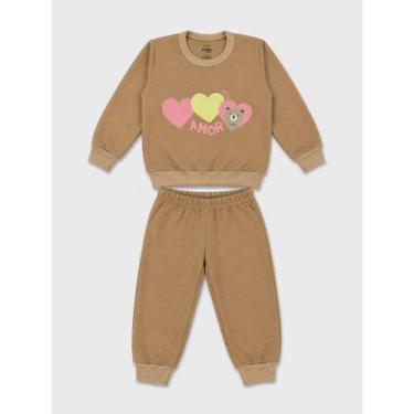 Imagem de Conjunto Infantil Moletom Peluciado Menina Inverno - NoBrand, Amor, 4