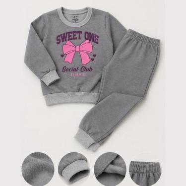 Imagem de Conjunto Infantil Moletom Peluciado Menina Inverno - NoBrand, Laço, 3