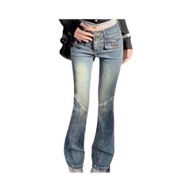 Imagem de Calças Jeans Flare De Cintura Alta Para Mulheres, Designer, Denim, Est