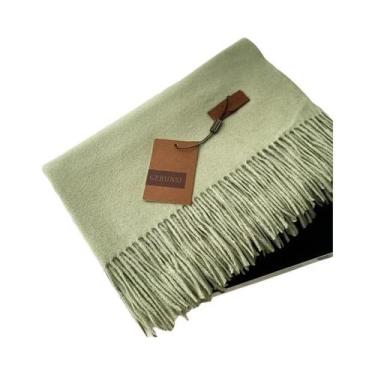 Imagem de Cachecol Feminino Grosso E Quente De Caxemira 2024 Inverno Cor Sólida 